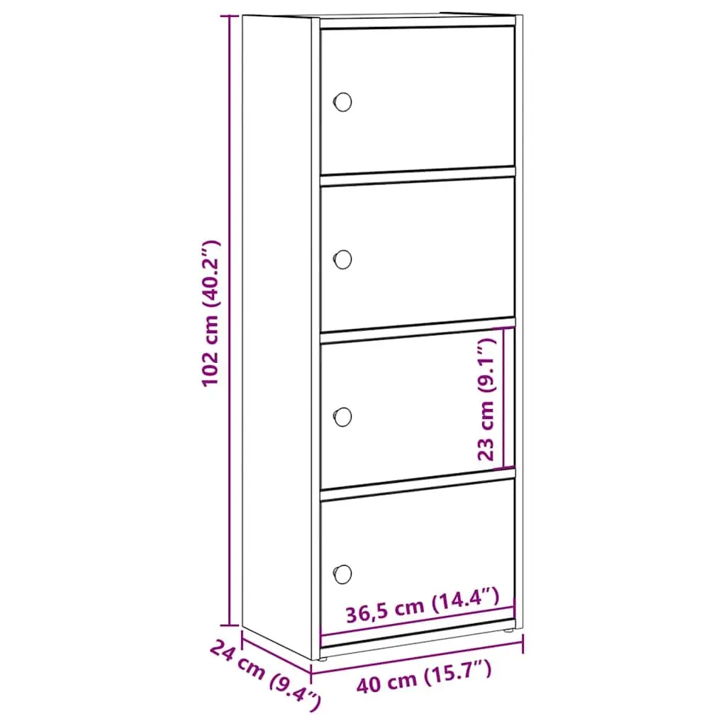 Bookcase White 40x24x102cm Storage Cabinet Shelving Unit
