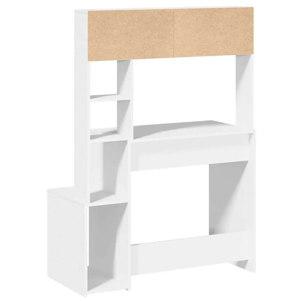 White Desk with Shelves Storage Engineered Wood Study Office Workstation