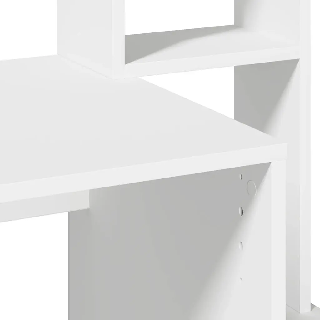 White Desk with Shelves Storage Engineered Wood Study Office Workstation