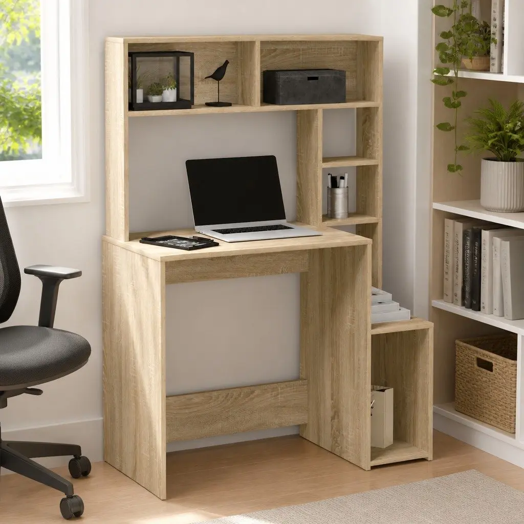 Brown Engineered Wood Desk 100x45x140 cm with Storage