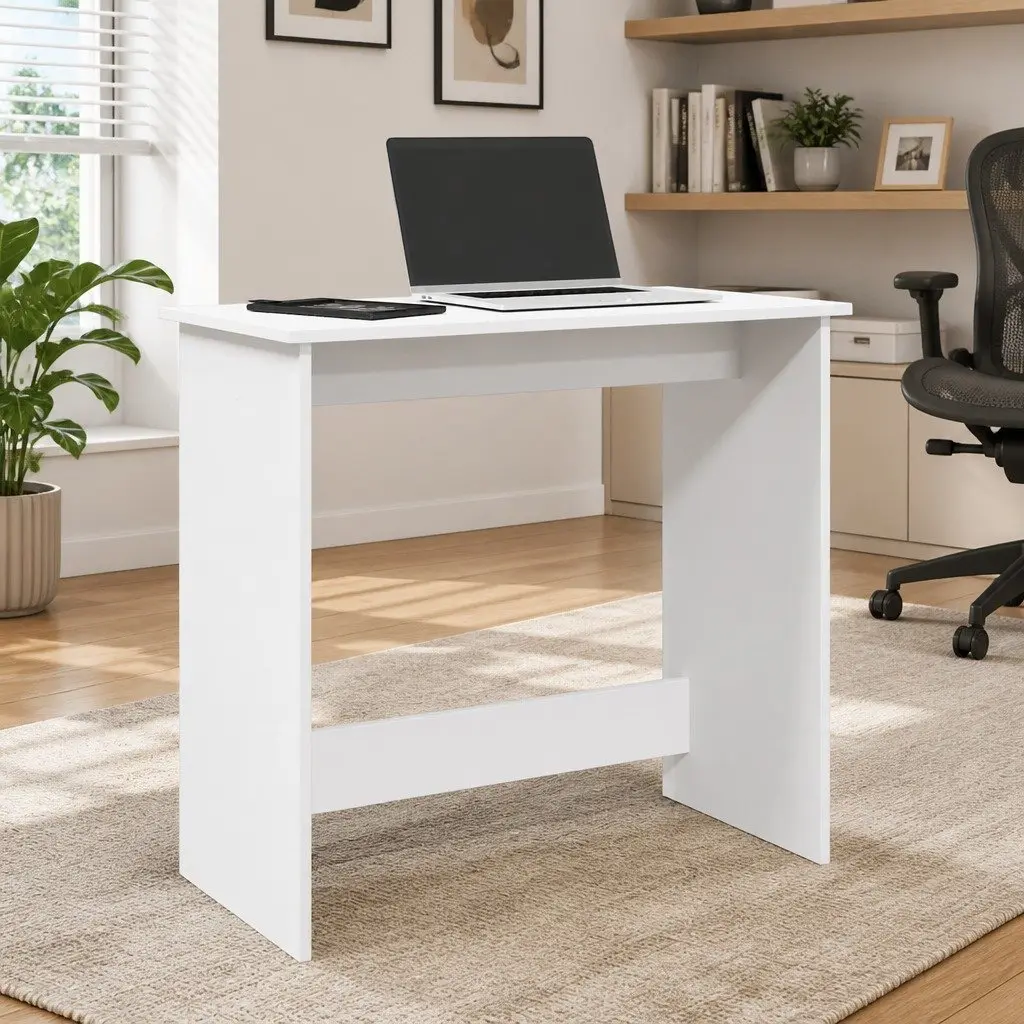 White Writing Desk 80x40x75 cm Office Study Table Engineered Wood Workstation