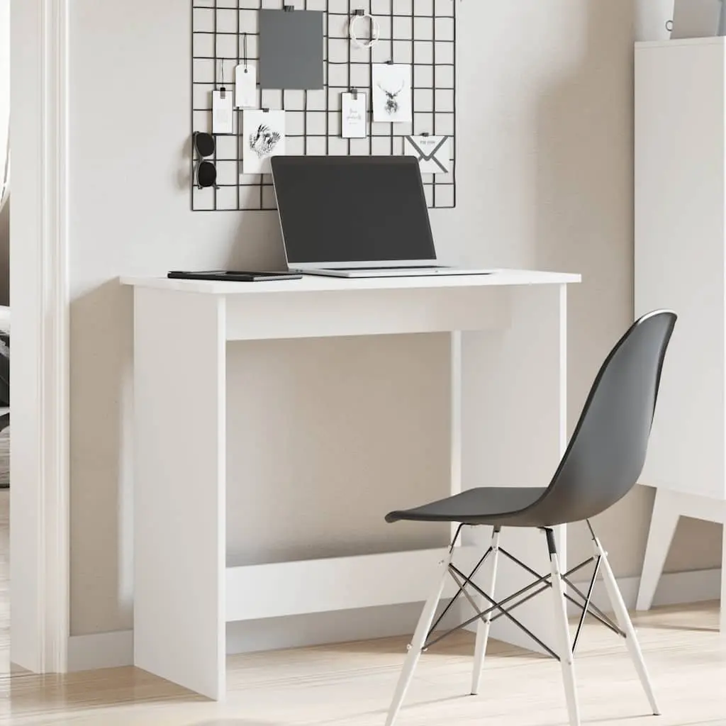 White Writing Desk 80x40x75 cm Office Study Table Engineered Wood Workstation