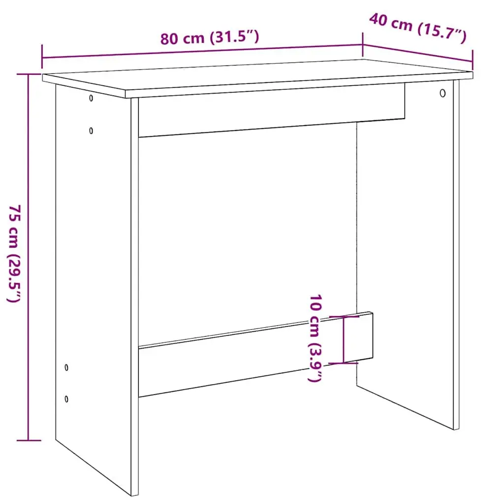 White Writing Desk 80x40x75 cm Office Study Table Engineered Wood Workstation