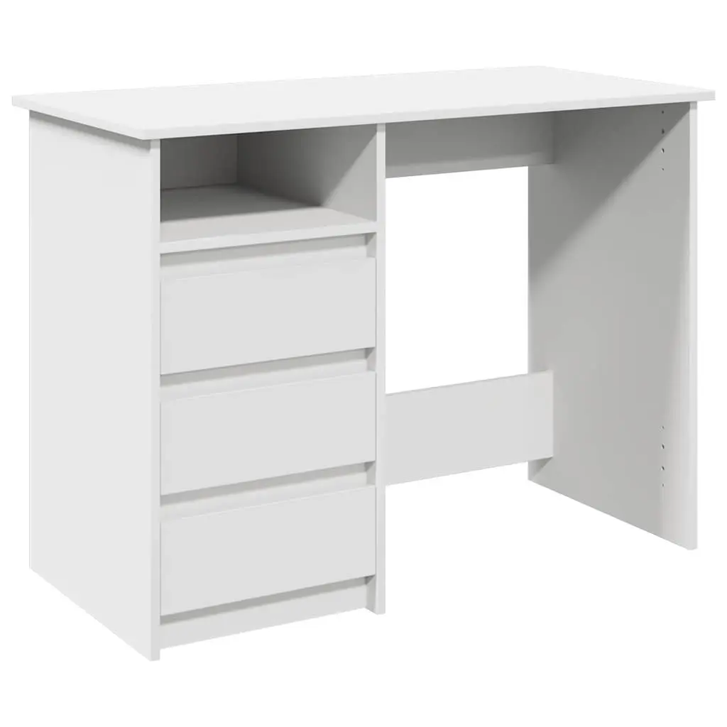 White Desk for Office Study 102x50x75cm Engineered Wood Spacious Storage