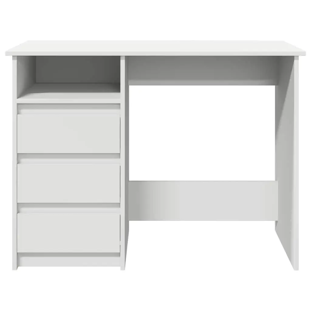 White Desk for Office Study 102x50x75cm Engineered Wood Spacious Storage