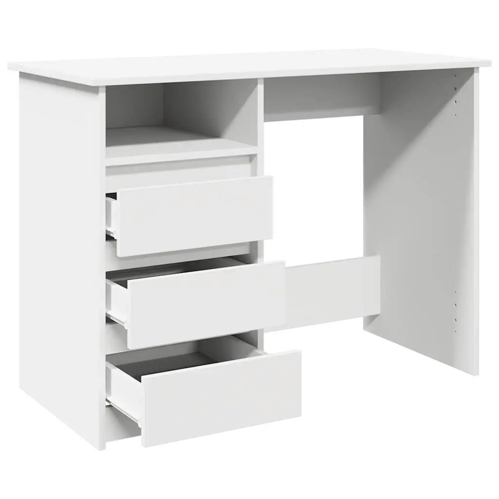 White Desk for Office Study 102x50x75cm Engineered Wood Spacious Storage