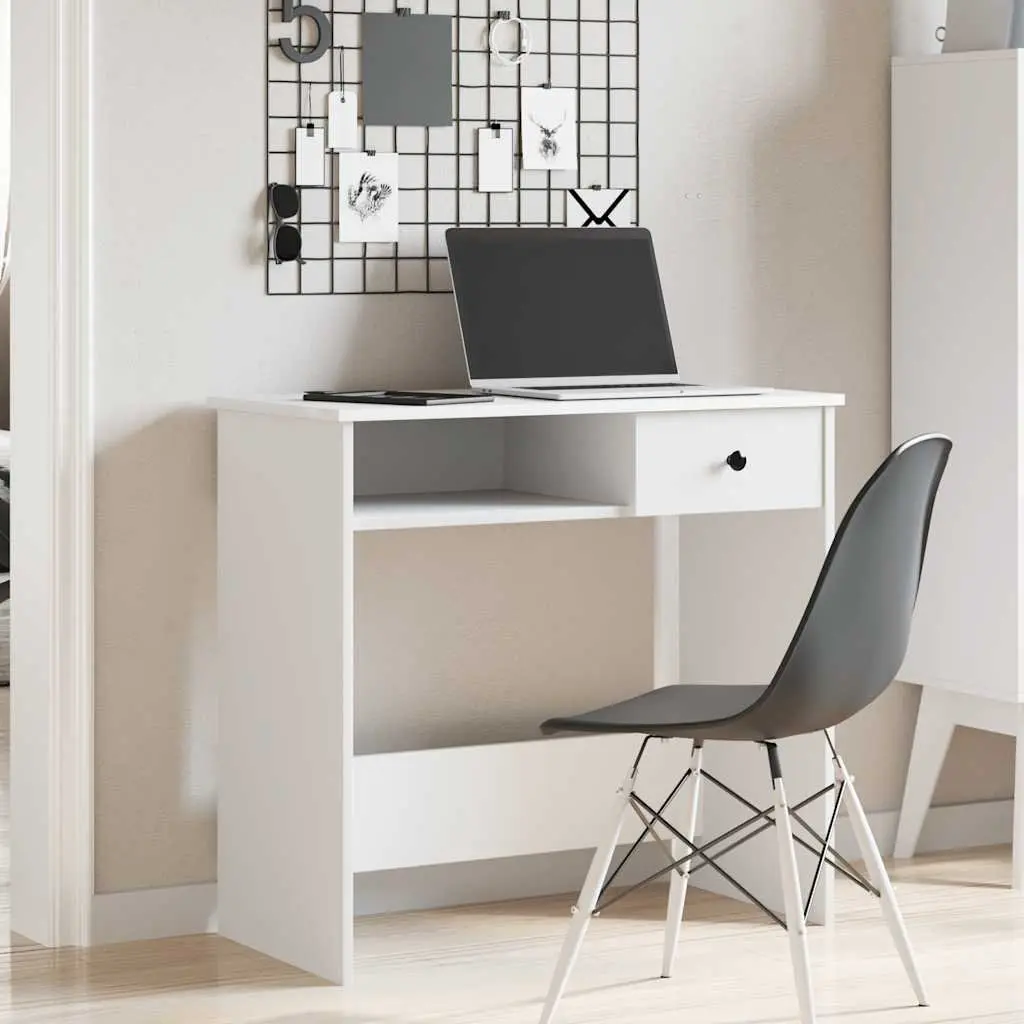 White Writing Desk 80x40x75cm Home Office Study Workstation Engineered Wood