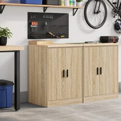 Garage Storage Cabinet Solid Wood Pine Sonoma Oak 60x51x85cm Workshop Tool