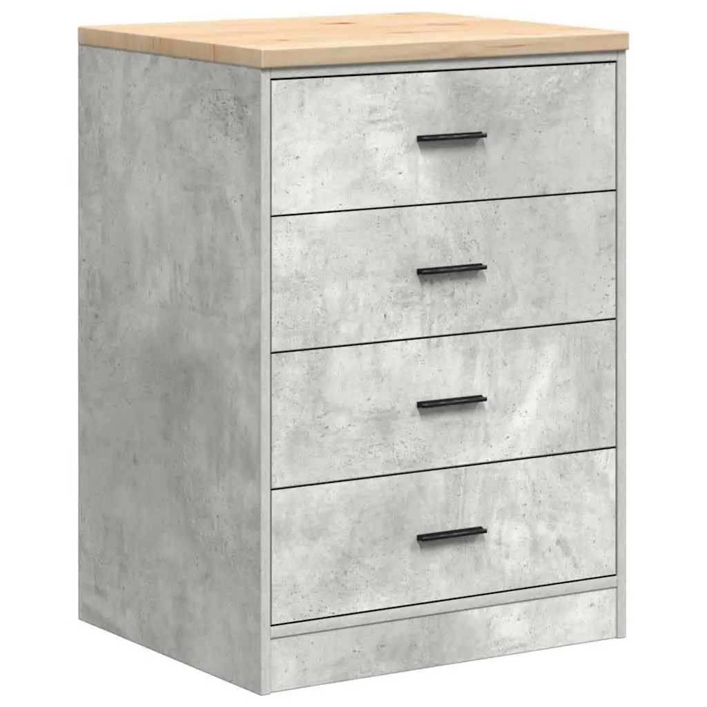 Garage Storage Cabinet Grey 60x51x85cm Solid Wood Pine Drawers Workshop Tool