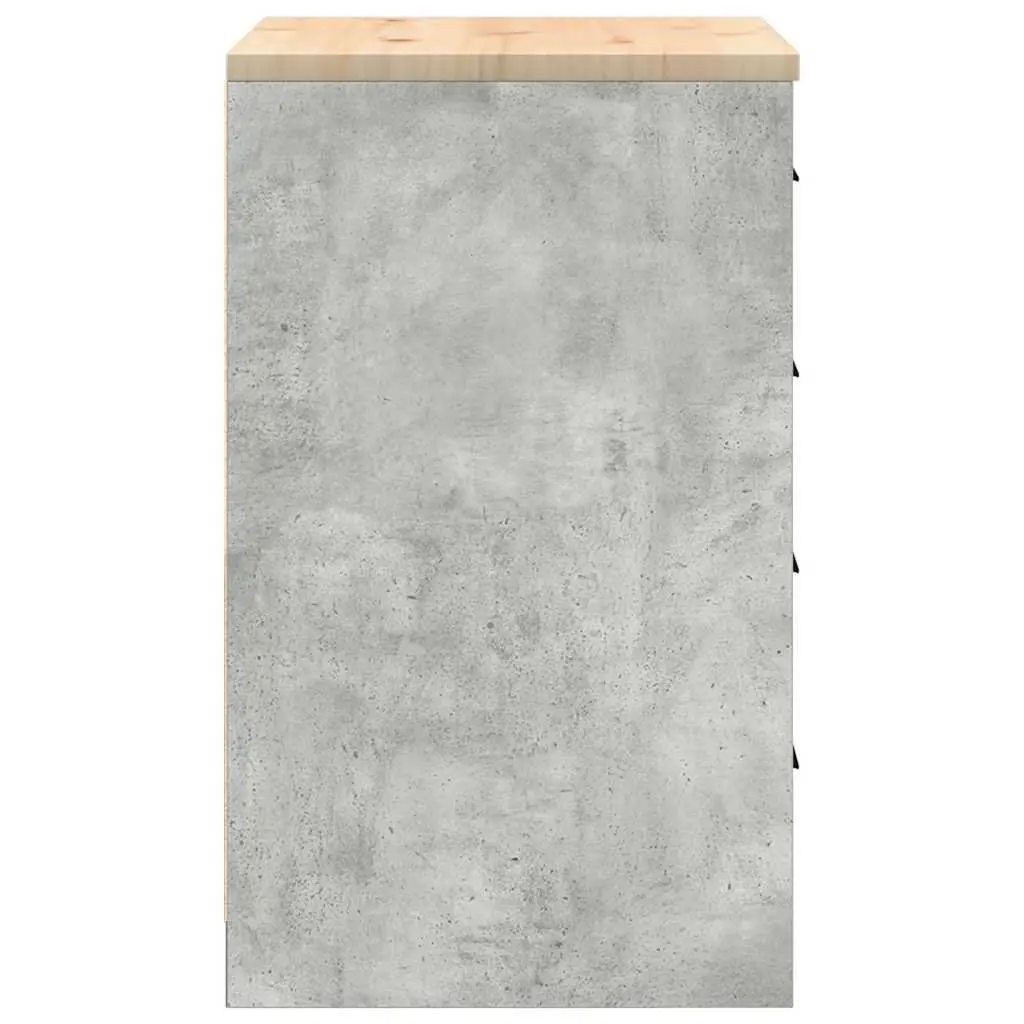 Garage Storage Cabinet Grey 60x51x85cm Solid Wood Pine Drawers Workshop Tool