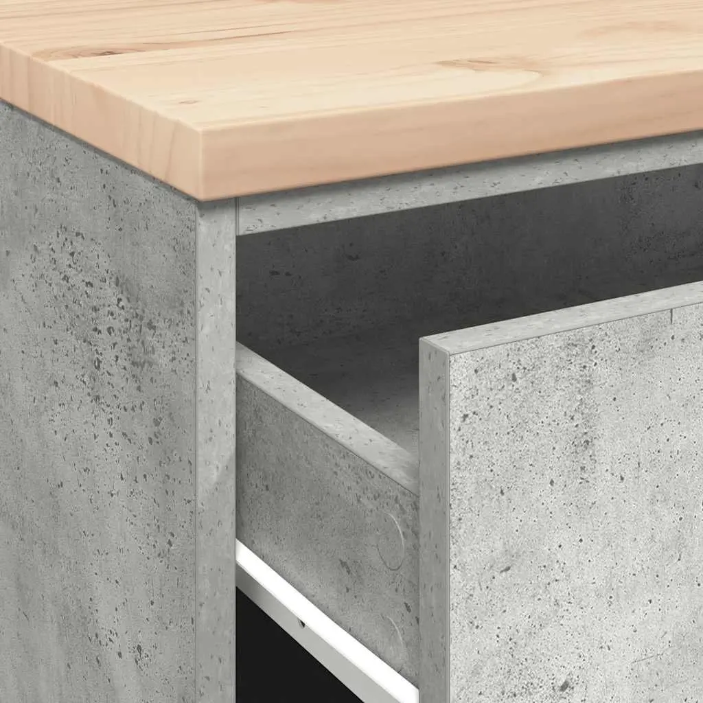 Garage Storage Cabinet Grey 60x51x85cm Solid Wood Pine Drawers Workshop Tool