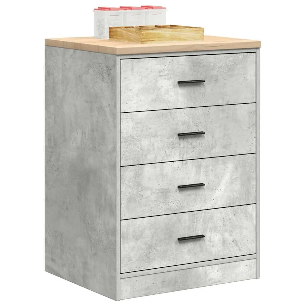 Garage Storage Cabinet Grey 60x51x85cm Solid Wood Pine Drawers Workshop Tool