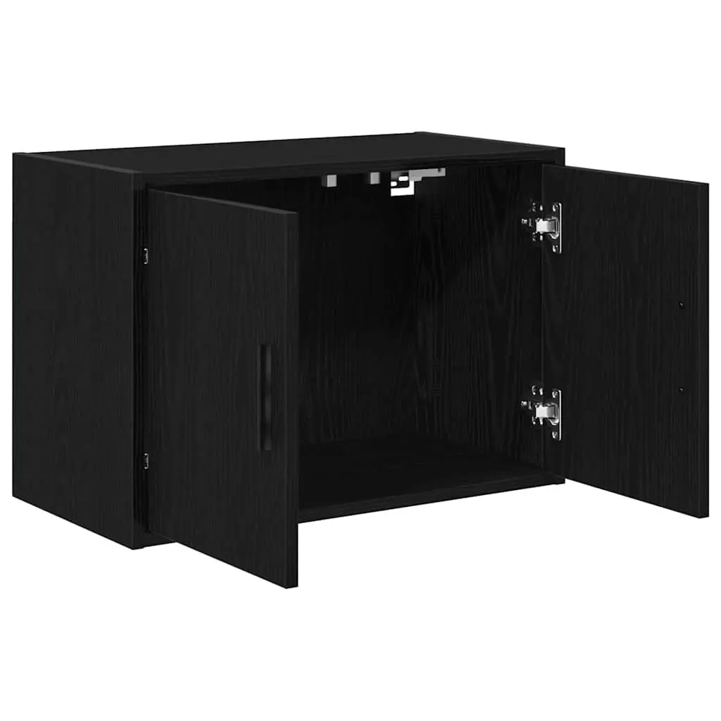 Wall Cabinets for Garage Storage 2 pcs Black Engineered Wood