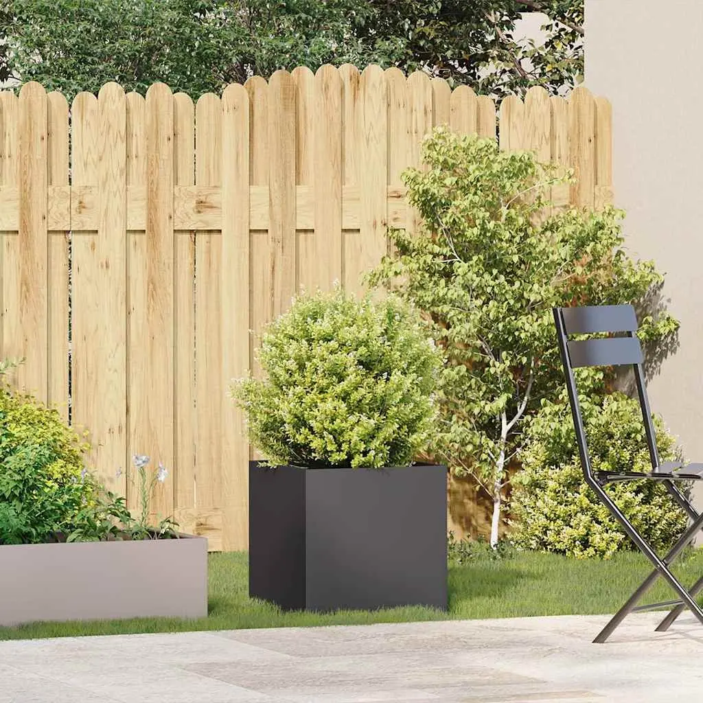 Planter Black 40x40x40 cm Raised Bed Garden Flower Box Cold-rolled Steel Open