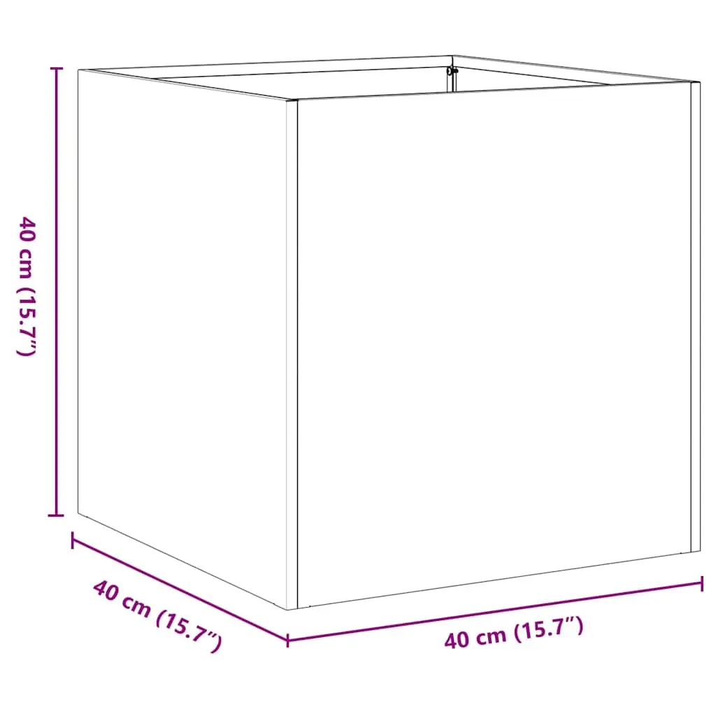 Planter Black 40x40x40 cm Raised Bed Garden Flower Box Cold-rolled Steel Open