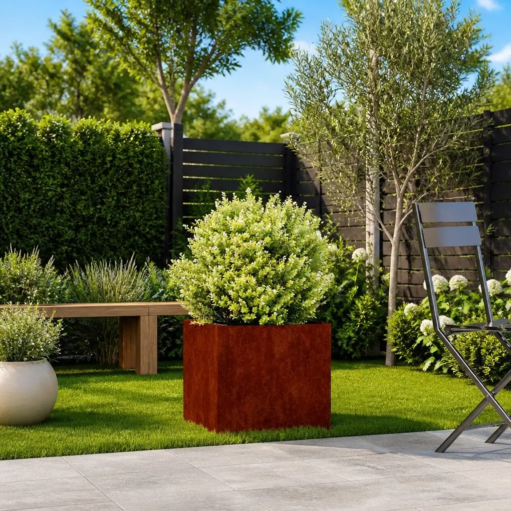 Raised Garden Bed Planter Box Outdoor Decor Brown 40x40x40cm Weathering Steel