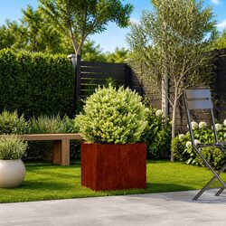 Weathering Steel Raised Planter 40x40x40cm Brown