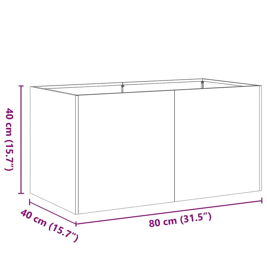 Galvanised Steel Planter Raised Garden Bed Outdoor 80x40x40cm
