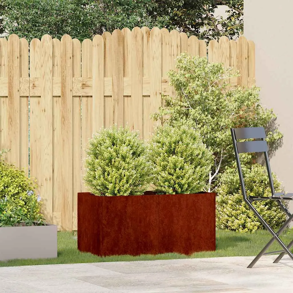 Raised Garden Planter Box Outdoor Flower Bed 80 x 40 x 40 cm Weathering Steel Open Bottom