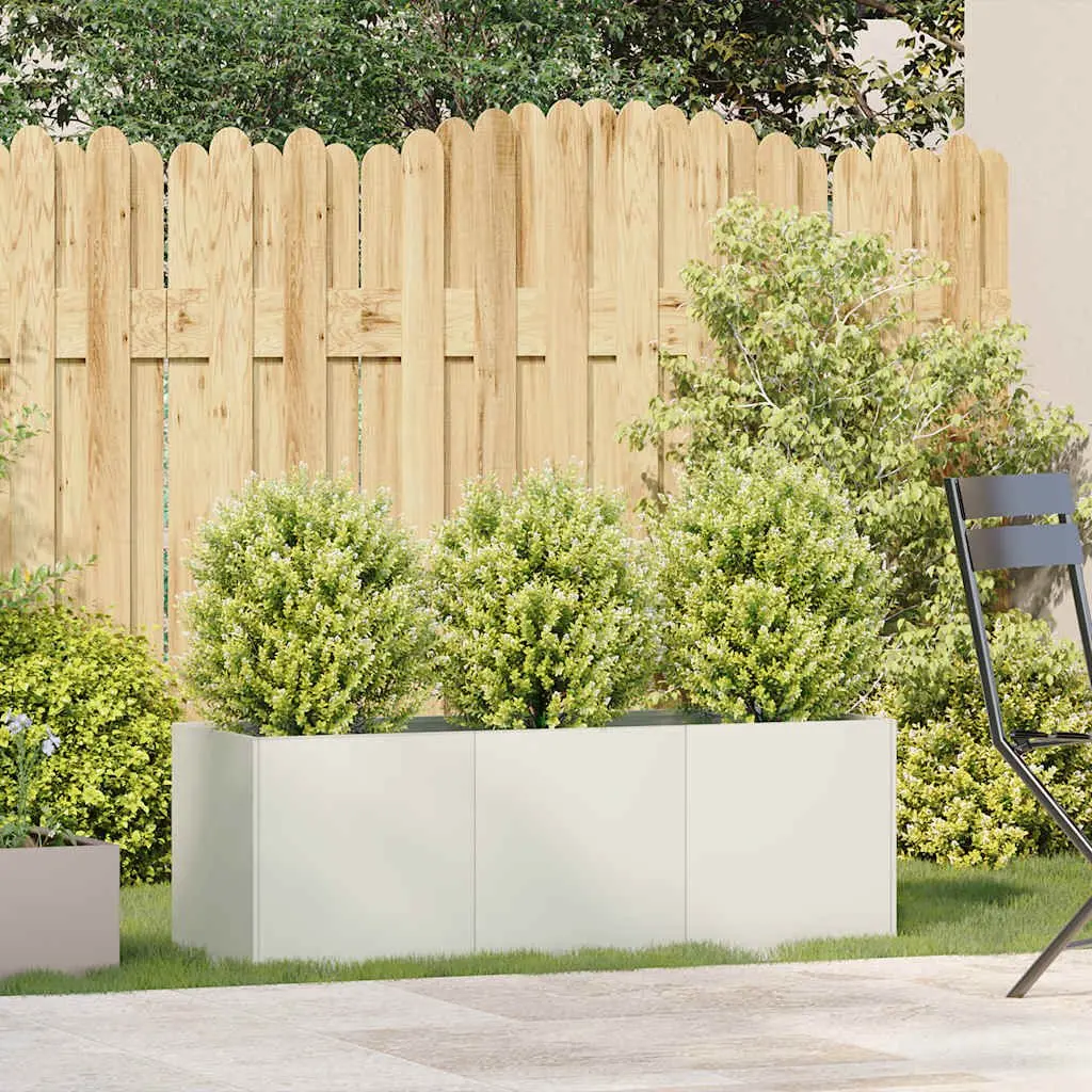 Planter Outdoor Garden White 120x40x40 cm Cold-rolled Steel Raised Bed