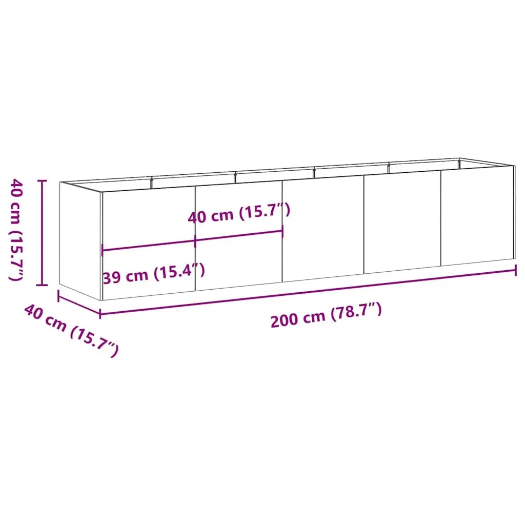 Raised Garden Bed Outdoor Planter Black 200x40x40 cm Cold-Rolled Steel