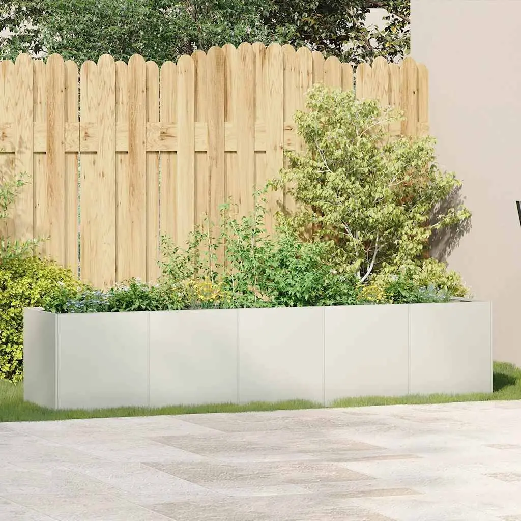 Raised Garden Planter Box Outdoor 200x40x40 cm Cold-Rolled Steel White