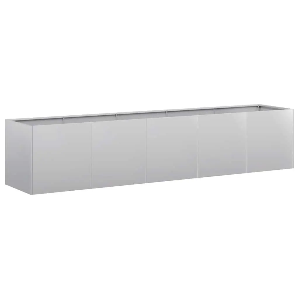 Galvanised Steel Outdoor Planter 200cm x 40cm x 40cm Raised Garden Bed Silver