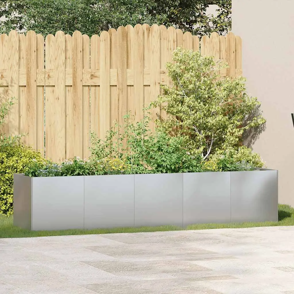 Galvanised Steel Outdoor Planter 200cm x 40cm x 40cm Raised Garden Bed Silver