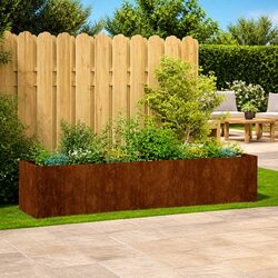 Weathering Steel Planter Garden Bed - 200x40x40 cm