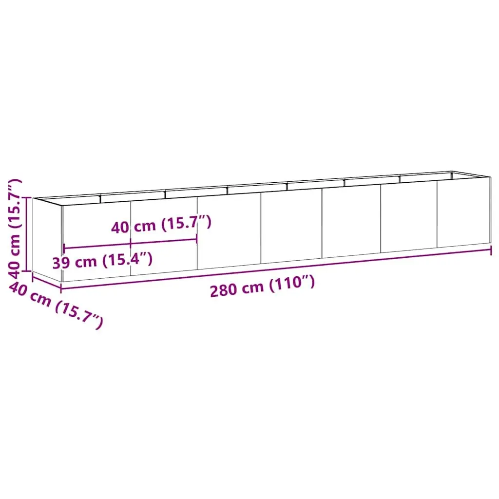 Raised Garden Planter Box Outdoor 280x40x40cm Black Steel