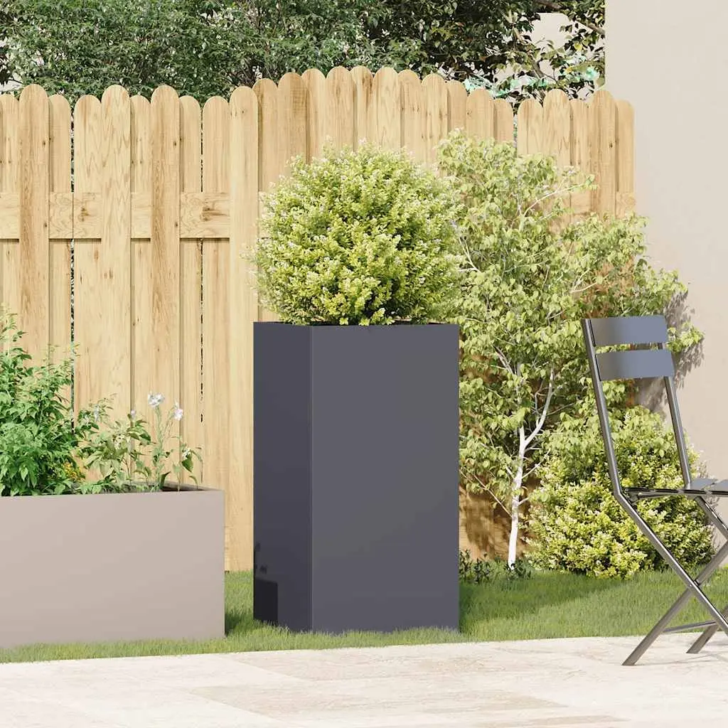 Anthracite Raised Garden Planter Box 40x40x80cm Cold-rolled Steel Outdoor
