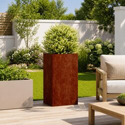 Weathering Steel Planter Box: 40x40x80 cm for Gardens