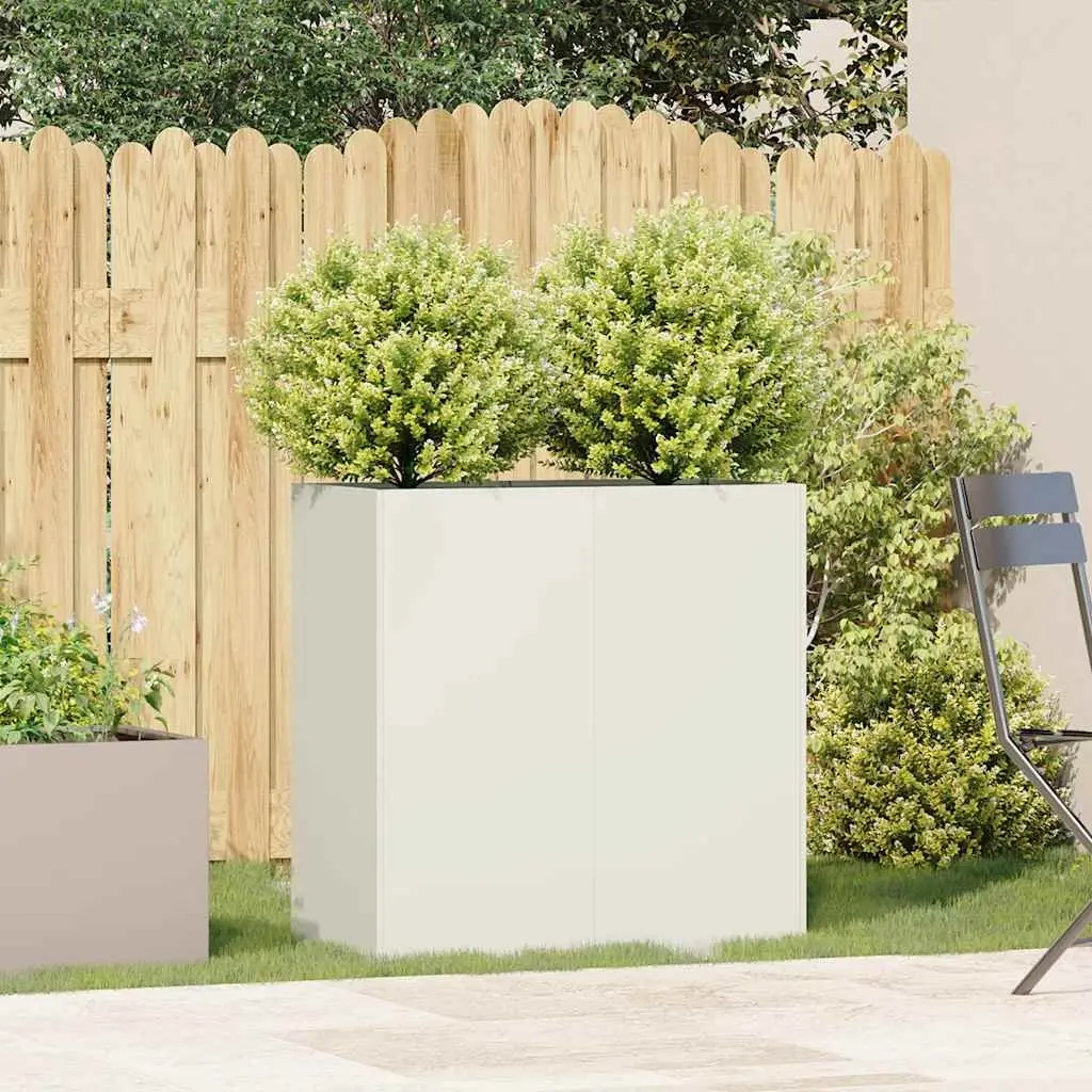 Planter White Garden Patio 80x40x80 cm Cold-rolled Steel Raised Bed