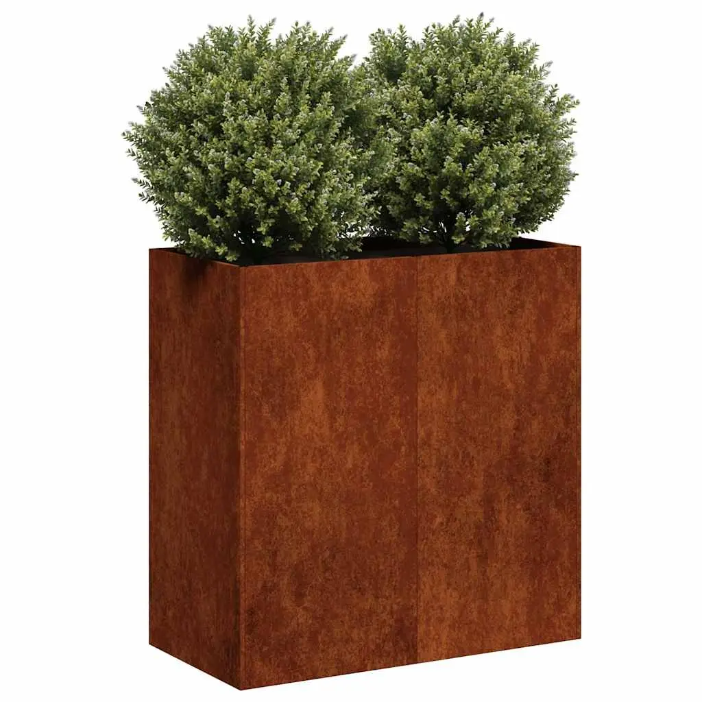 Weathering Steel Planter Raised Bed Garden Outdoor 80x40x80cm Brown