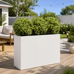 Cold-Rolled Steel Planter Box - Dimensions 120x40x80 cm, White