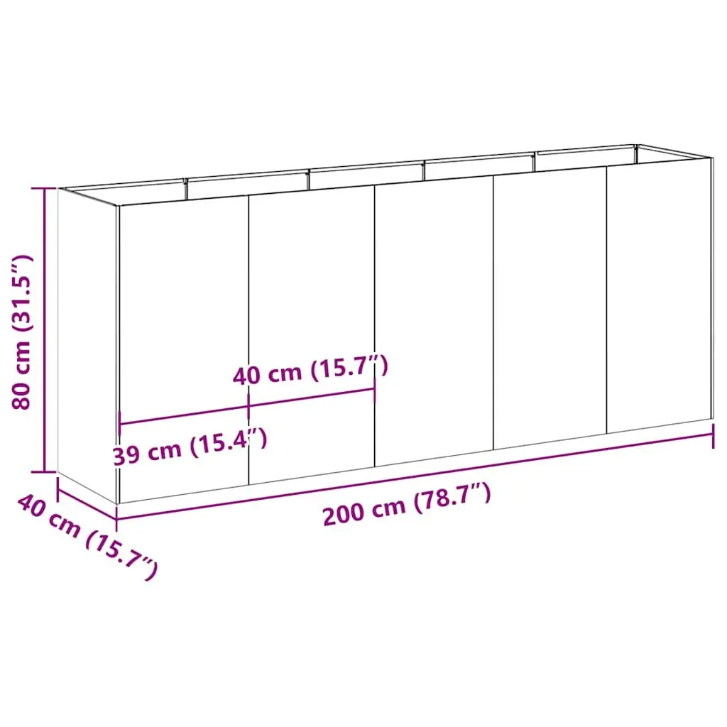 Cold-rolled Steel Raised Garden Planter 200x40x80cm