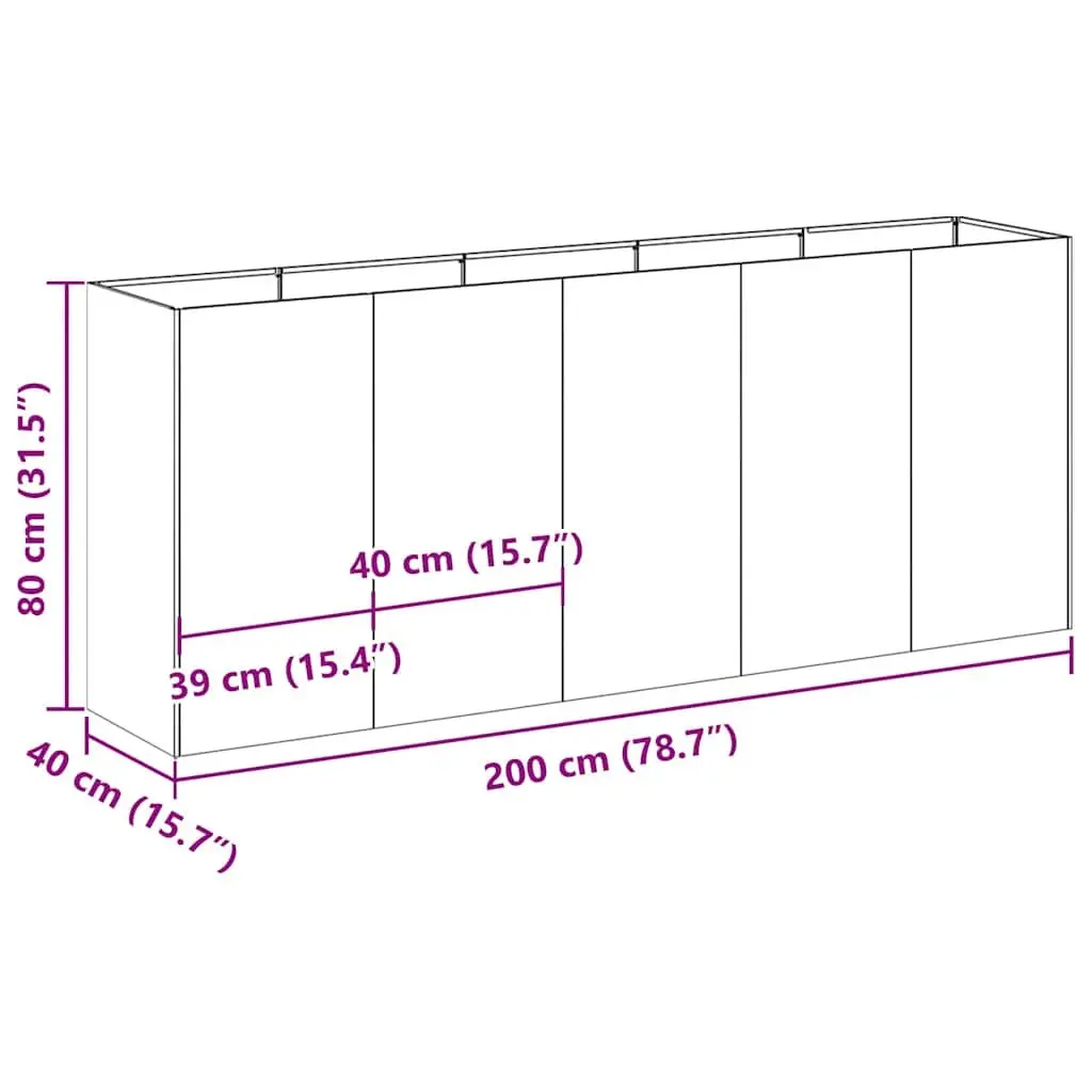 Raised Planter Box for Garden 200x40x80 cm Cold-rolled Steel Anthracite