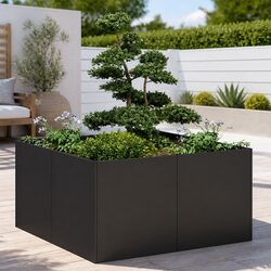 Black Raised Bed Planter Specifications 80x80x40 cm Steel
