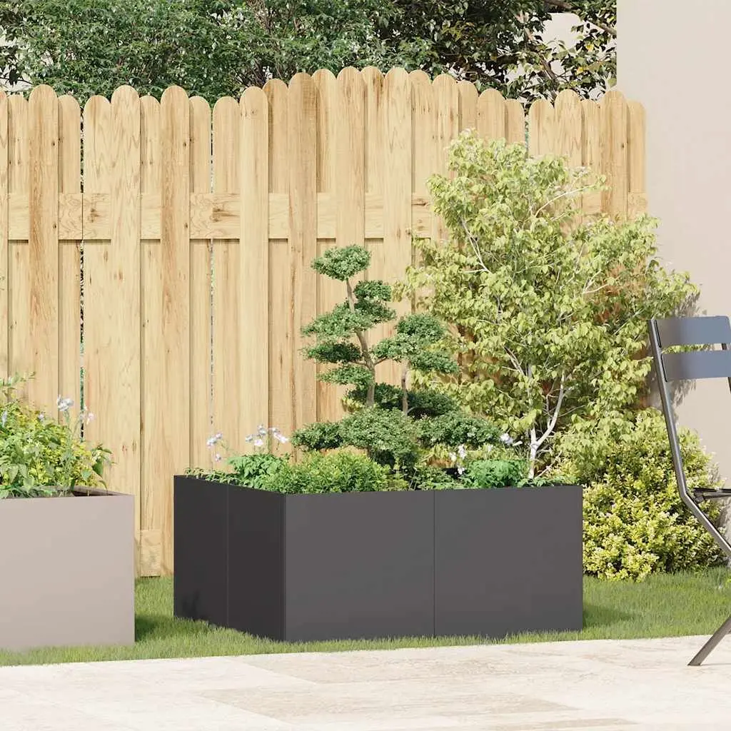 Planter Black 80x80x40 cm Cold-rolled Steel Raised Bed Garden Outdoor Patio