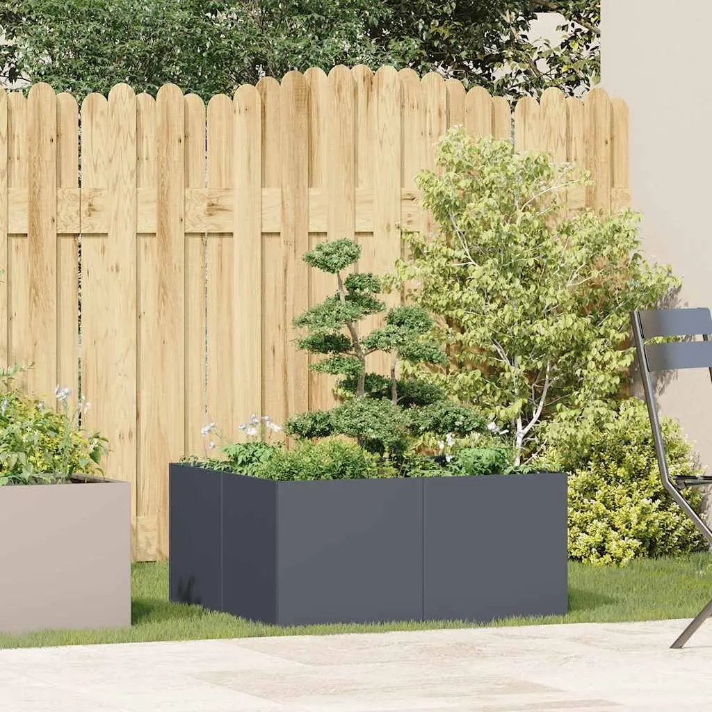 Raised Garden Planter Box Outdoor 80x80x40cm Cold-rolled Steel Anthracite