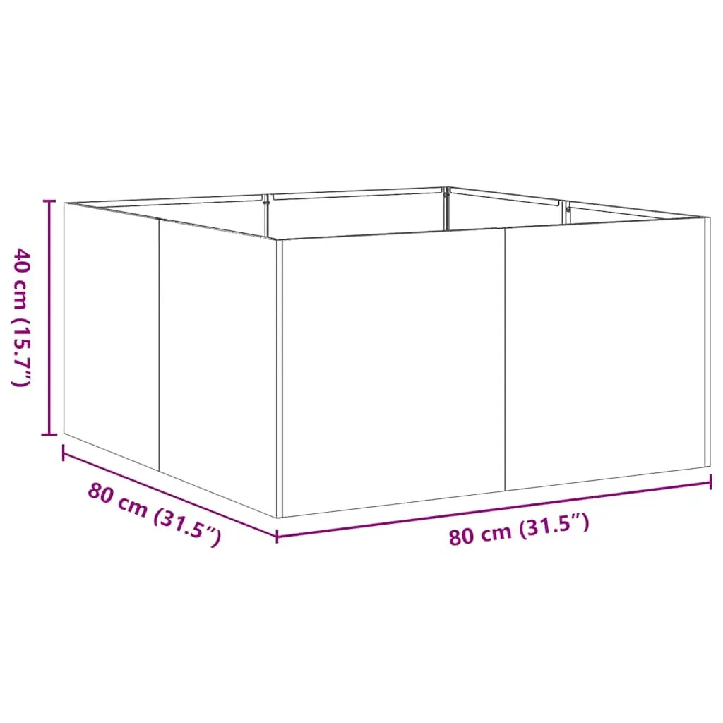 Raised Garden Planter Box Outdoor 80x80x40cm Cold-rolled Steel Anthracite