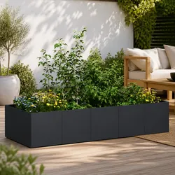 Black Steel Planter Specifications: 200x80x40 cm