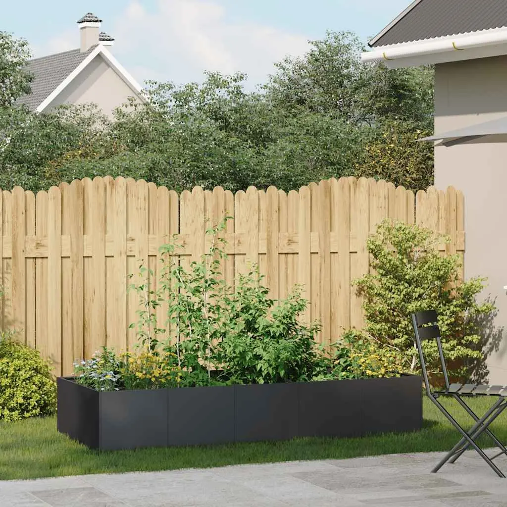 Steel Planter Black 200x80x40 cm Raised Garden Bed Flower Box Outdoor Patio