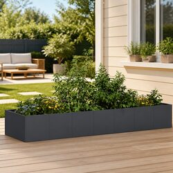 Steel Raised Planter Box Anthracite 280x80x40cm Garden Flower Bed Outdoor