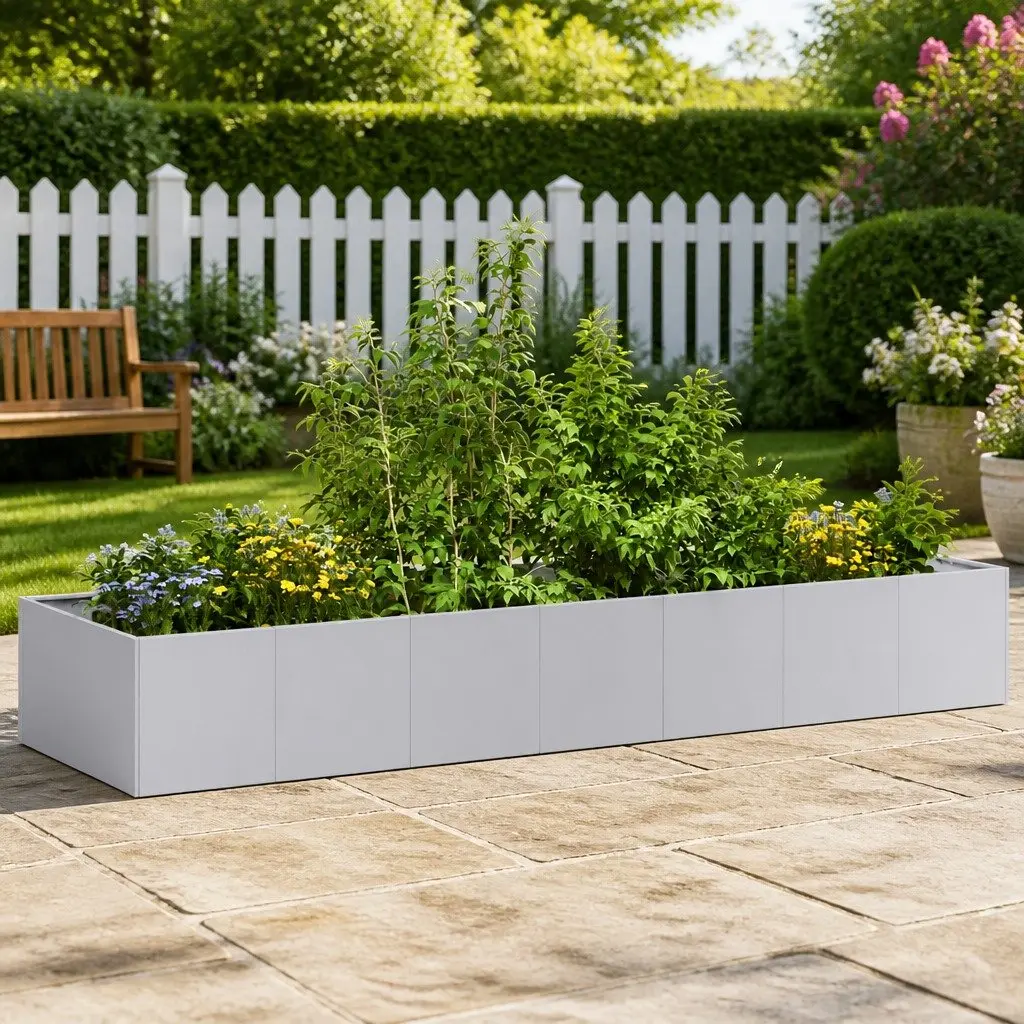 Galvanised Steel Planter Raised Garden Bed 280x80x40cm Large Outdoor Flower Box