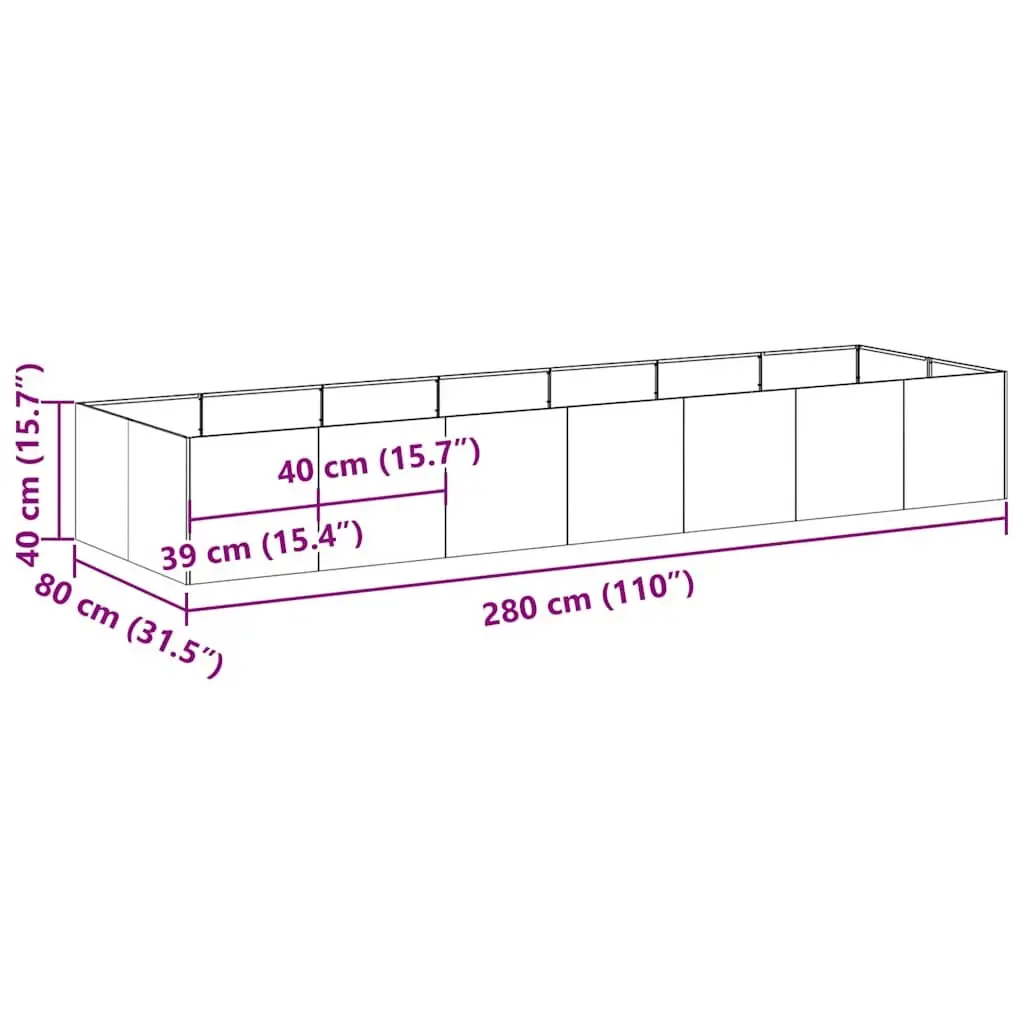 Galvanised Steel Planter Raised Garden Bed 280x80x40cm Large Outdoor Flower Box
