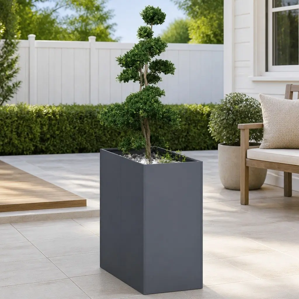 Raised Garden Planter Box Anthracite 40x80x80cm Steel Outdoor Flower Bed