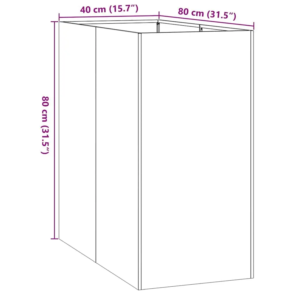 Raised Garden Planter Box Anthracite 40x80x80cm Steel Outdoor Flower Bed