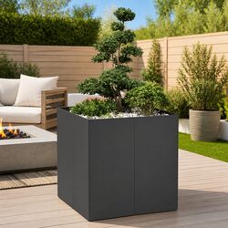 Steel Planter Box 80x80x80cm Black Raised Garden Bed Outdoor Flowers Vegetables