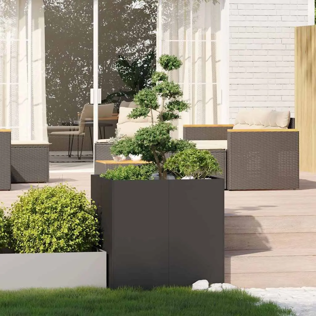 Steel Planter Box Outdoor Garden 80x80x80cm Black Raised Bed